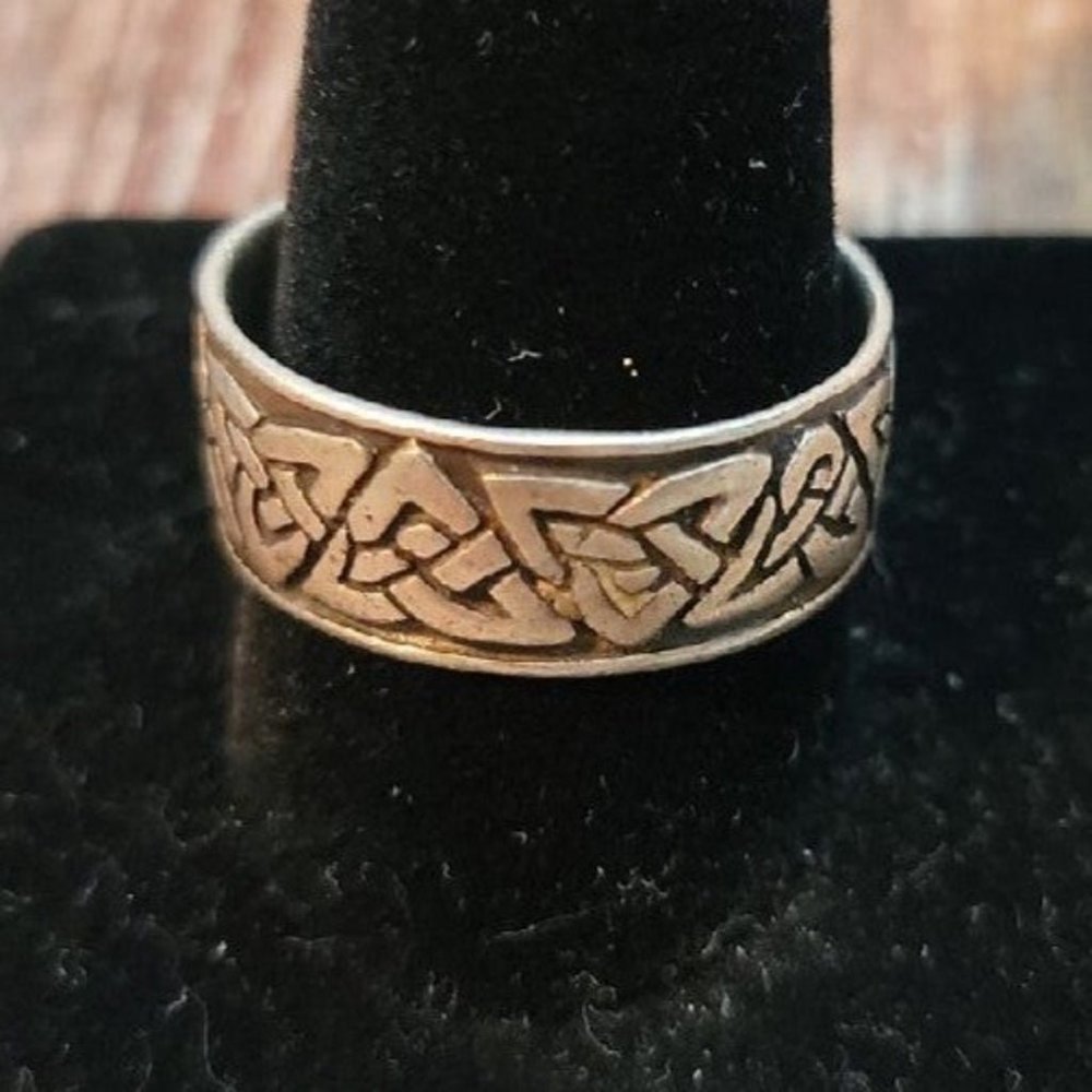 Vintage Men's VALKNUT Viking Knot 925 Silver Ring